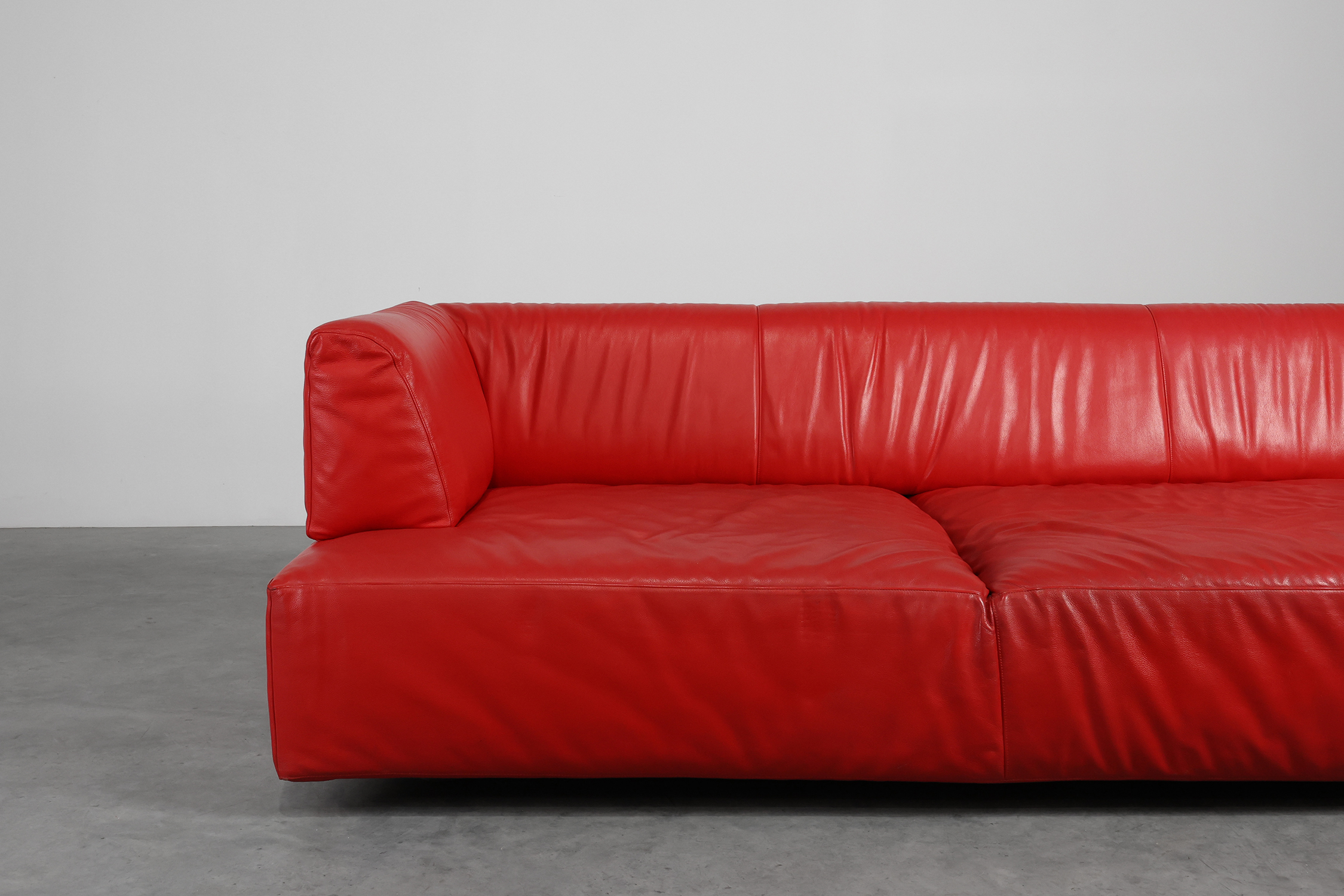 Red Mid-century 3-seater Leather Sofa by Edra, Italy 2000thumbnail